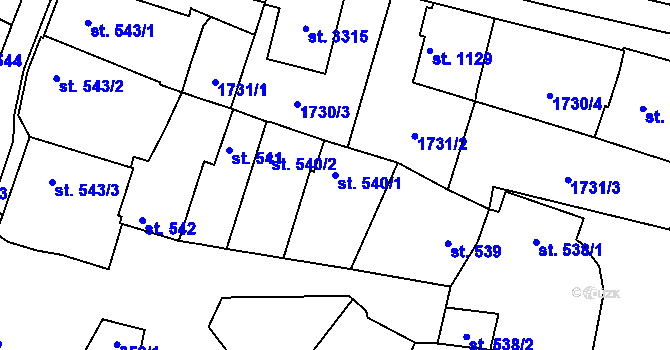 Parcela st. 540/1 v KÚ Napajedla, Katastrální mapa