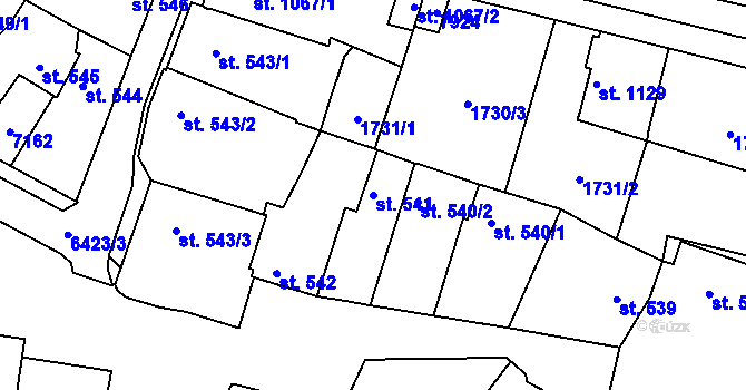 Parcela st. 541 v KÚ Napajedla, Katastrální mapa