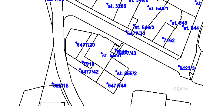 Parcela st. 555/1 v KÚ Napajedla, Katastrální mapa