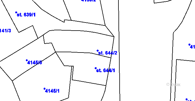 Parcela st. 644/2 v KÚ Napajedla, Katastrální mapa