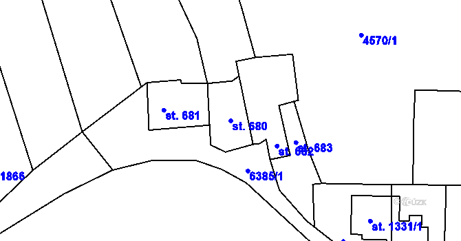 Parcela st. 680 v KÚ Napajedla, Katastrální mapa