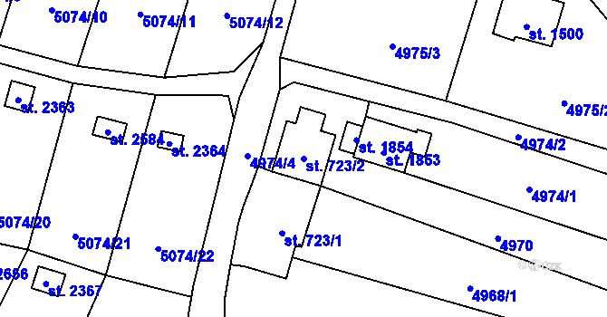 Parcela st. 723/2 v KÚ Napajedla, Katastrální mapa