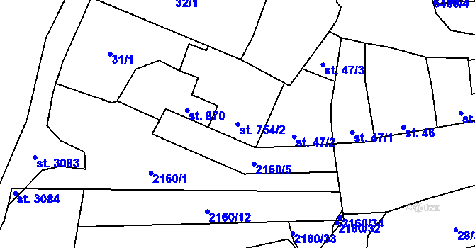 Parcela st. 754/2 v KÚ Napajedla, Katastrální mapa