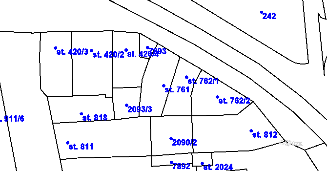 Parcela st. 761 v KÚ Napajedla, Katastrální mapa