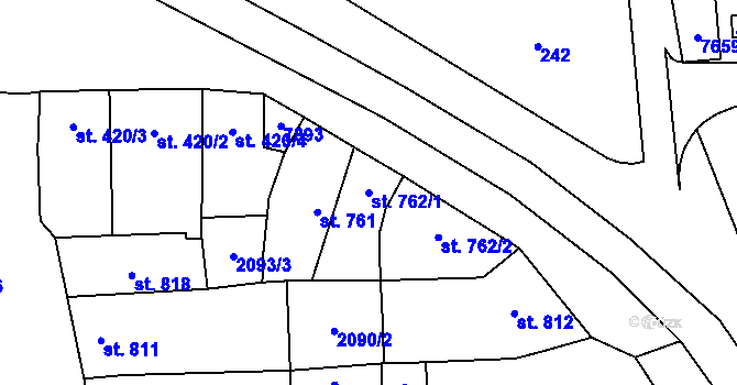 Parcela st. 762/1 v KÚ Napajedla, Katastrální mapa