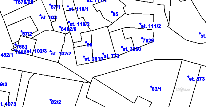 Parcela st. 773 v KÚ Napajedla, Katastrální mapa