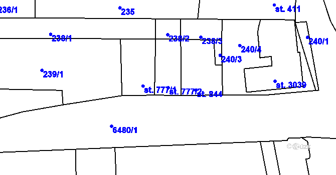 Parcela st. 777/2 v KÚ Napajedla, Katastrální mapa
