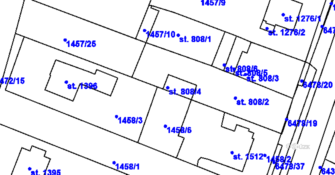 Parcela st. 808/4 v KÚ Napajedla, Katastrální mapa