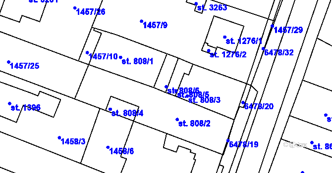 Parcela st. 808/6 v KÚ Napajedla, Katastrální mapa