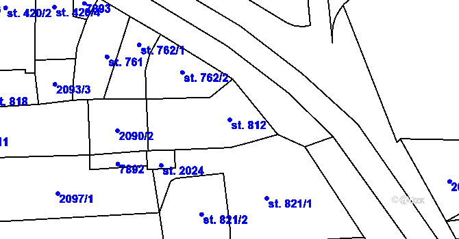 Parcela st. 812 v KÚ Napajedla, Katastrální mapa