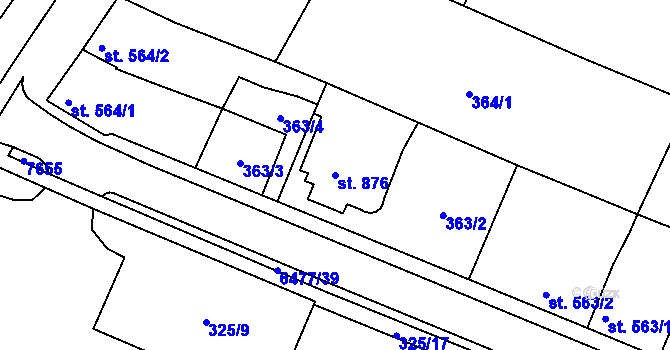 Parcela st. 876 v KÚ Napajedla, Katastrální mapa
