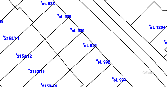 Parcela st. 931 v KÚ Napajedla, Katastrální mapa