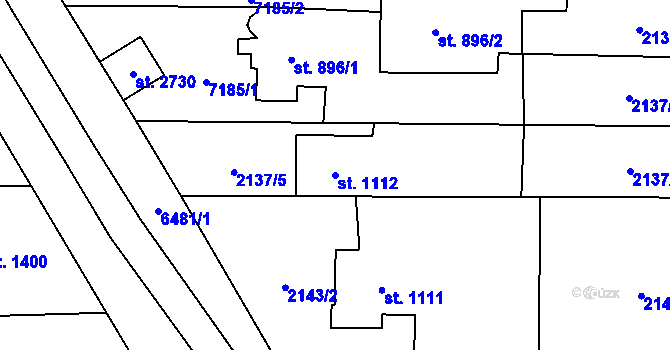 Parcela st. 1112 v KÚ Napajedla, Katastrální mapa