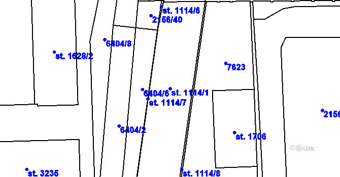 Parcela st. 1114/1 v KÚ Napajedla, Katastrální mapa