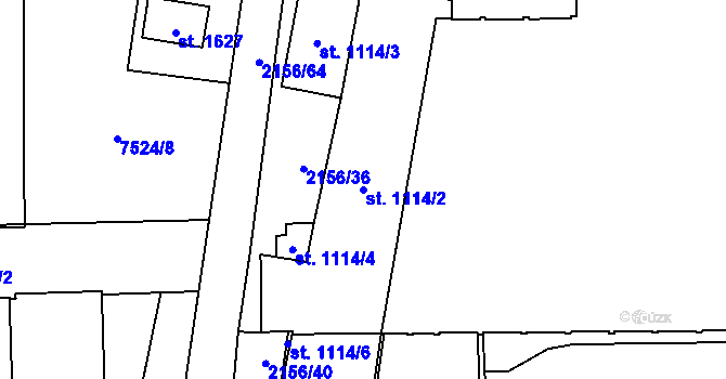 Parcela st. 1114/2 v KÚ Napajedla, Katastrální mapa