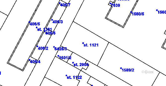 Parcela st. 1121 v KÚ Napajedla, Katastrální mapa