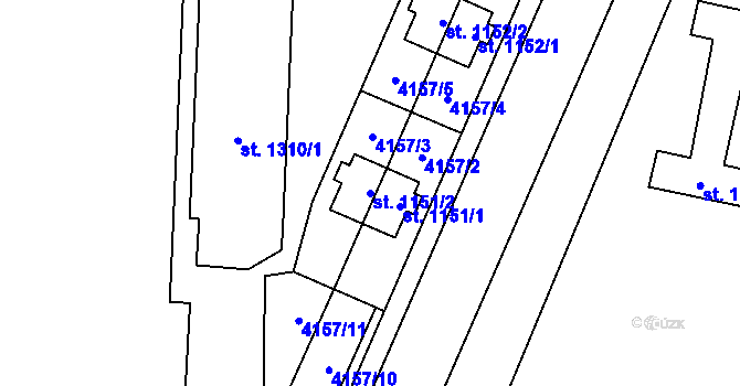 Parcela st. 1151/2 v KÚ Napajedla, Katastrální mapa