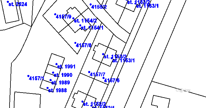 Parcela st. 1153/2 v KÚ Napajedla, Katastrální mapa