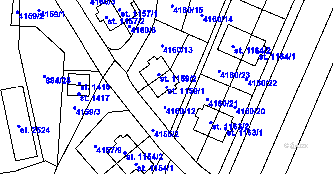Parcela st. 1159/1 v KÚ Napajedla, Katastrální mapa