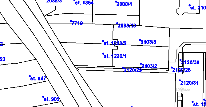 Parcela st. 1220/1 v KÚ Napajedla, Katastrální mapa