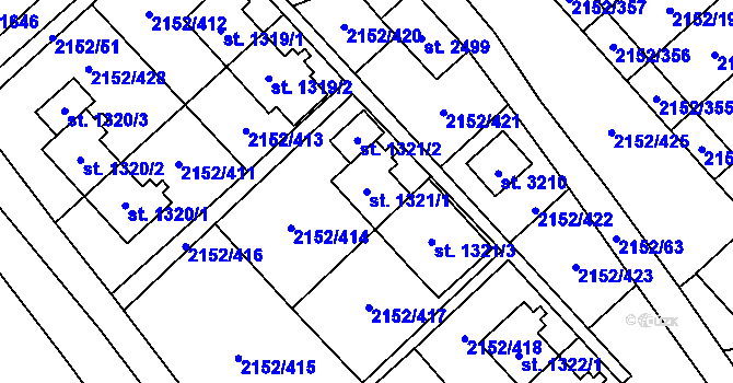 Parcela st. 1321/1 v KÚ Napajedla, Katastrální mapa