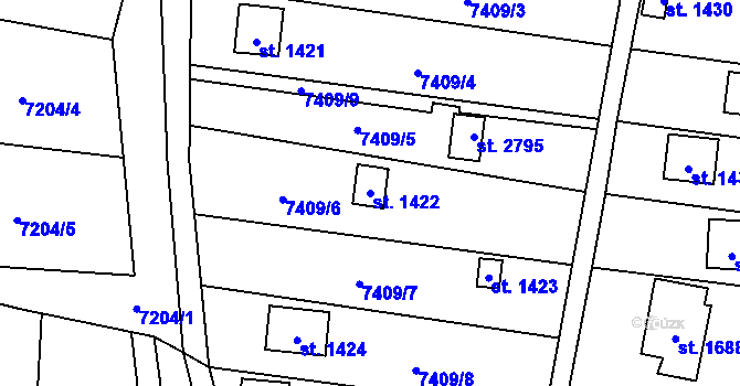 Parcela st. 1422 v KÚ Napajedla, Katastrální mapa