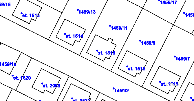 Parcela st. 1818 v KÚ Napajedla, Katastrální mapa