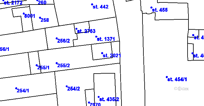 Parcela st. 2021 v KÚ Napajedla, Katastrální mapa