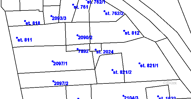 Parcela st. 2024 v KÚ Napajedla, Katastrální mapa