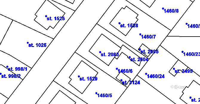 Parcela st. 2083 v KÚ Napajedla, Katastrální mapa