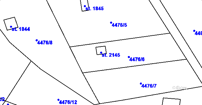 Parcela st. 2145 v KÚ Napajedla, Katastrální mapa