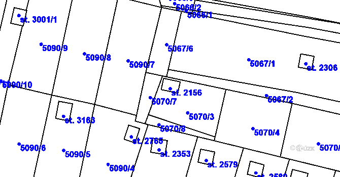 Parcela st. 2156 v KÚ Napajedla, Katastrální mapa