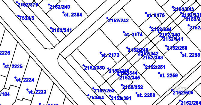 Parcela st. 2173 v KÚ Napajedla, Katastrální mapa