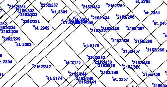 Parcela st. 2176 v KÚ Napajedla, Katastrální mapa