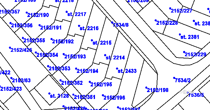 Parcela st. 2214 v KÚ Napajedla, Katastrální mapa