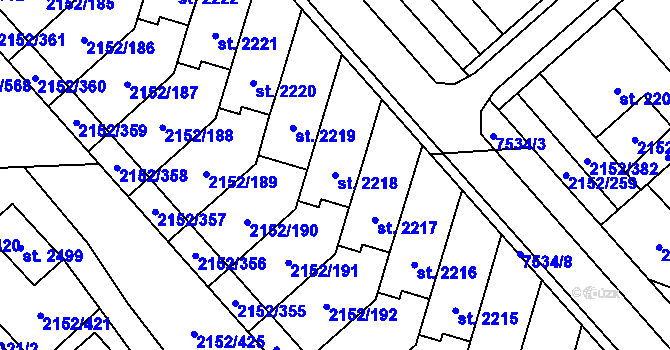 Parcela st. 2218 v KÚ Napajedla, Katastrální mapa