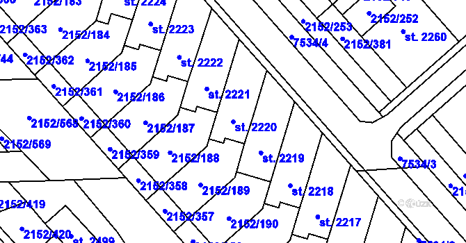 Parcela st. 2220 v KÚ Napajedla, Katastrální mapa