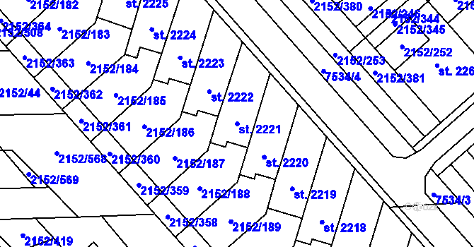 Parcela st. 2221 v KÚ Napajedla, Katastrální mapa