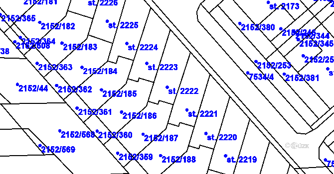 Parcela st. 2222 v KÚ Napajedla, Katastrální mapa