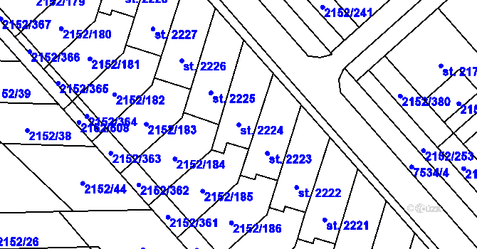 Parcela st. 2224 v KÚ Napajedla, Katastrální mapa