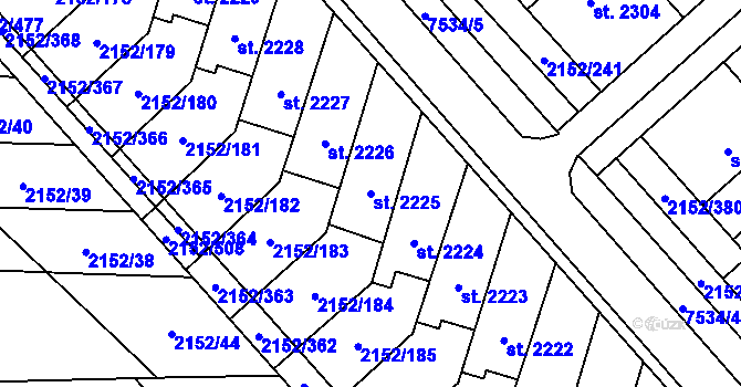Parcela st. 2225 v KÚ Napajedla, Katastrální mapa