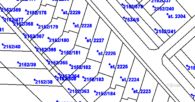 Parcela st. 2226 v KÚ Napajedla, Katastrální mapa