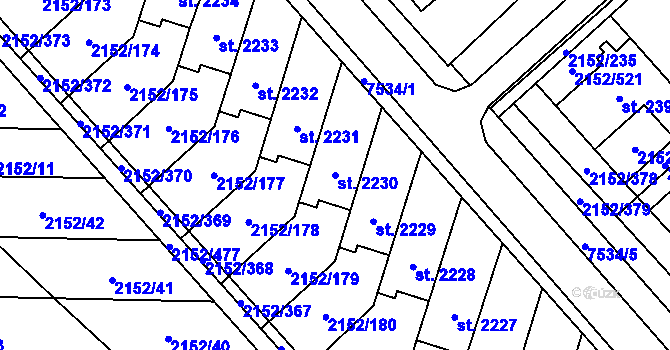 Parcela st. 2230 v KÚ Napajedla, Katastrální mapa