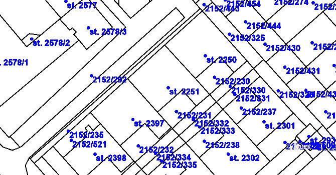 Parcela st. 2251 v KÚ Napajedla, Katastrální mapa