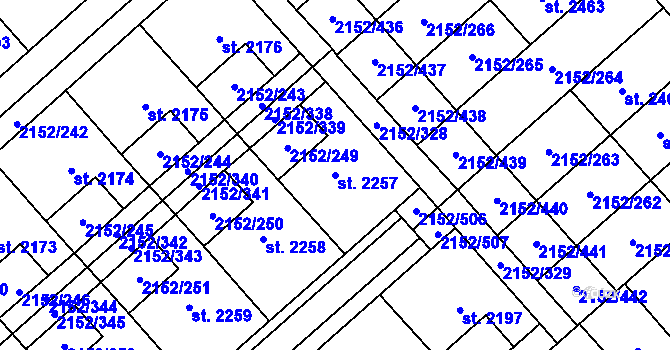 Parcela st. 2257 v KÚ Napajedla, Katastrální mapa