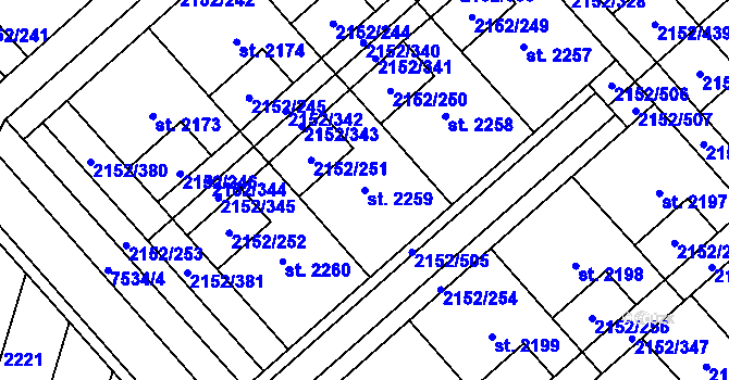 Parcela st. 2259 v KÚ Napajedla, Katastrální mapa