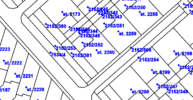 Parcela st. 2260 v KÚ Napajedla, Katastrální mapa