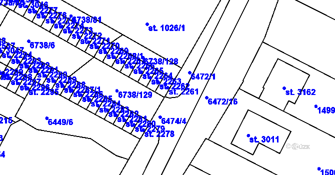 Parcela st. 2261 v KÚ Napajedla, Katastrální mapa