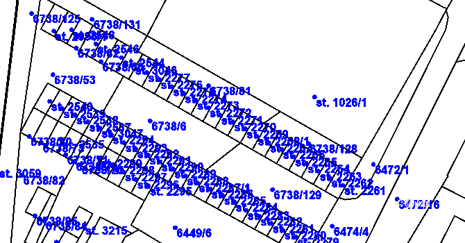 Parcela st. 2270 v KÚ Napajedla, Katastrální mapa