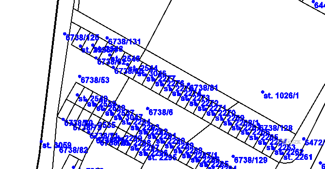 Parcela st. 2275 v KÚ Napajedla, Katastrální mapa